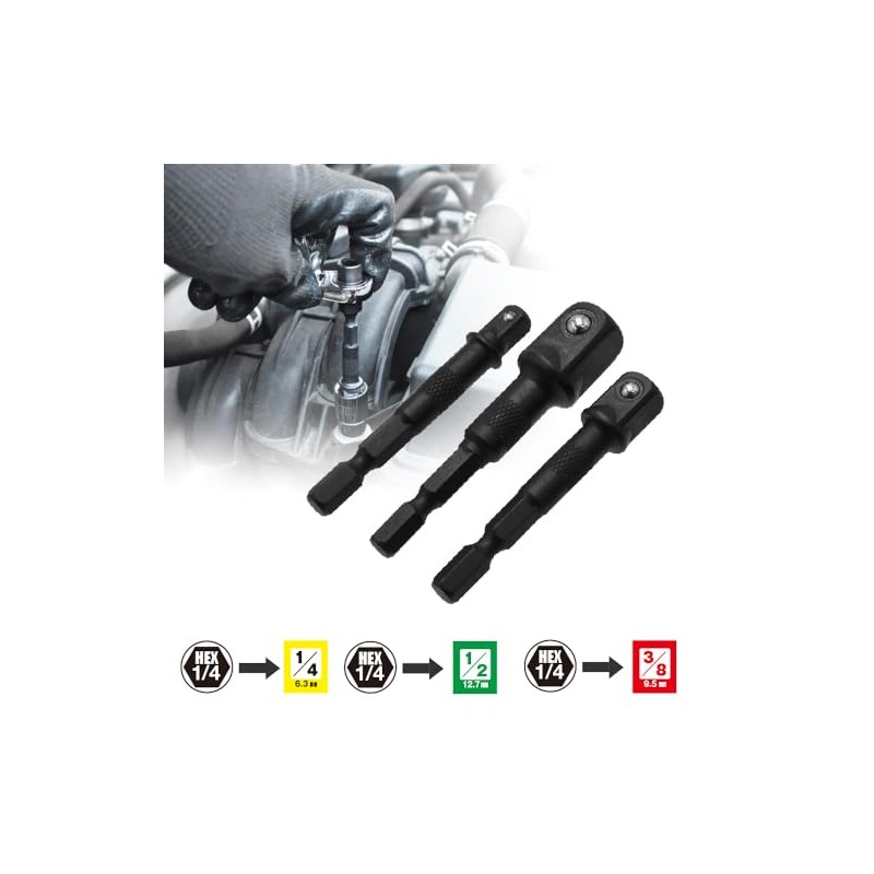 Astro Products 1/4HEX Socket Conversion Adapter (3-Pack) | Drill Driver