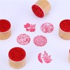 CCINEE 6pcs Round Rubber Stamps Floral Pattern Wooden Stamps for