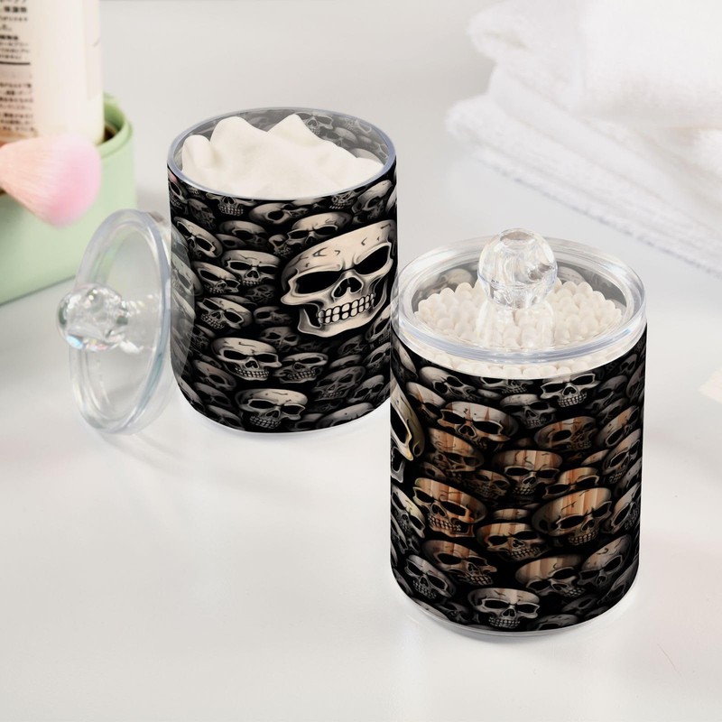 Zhirexin Black Skull 2PC Airtight Transparent Glass Storage Jar, Food