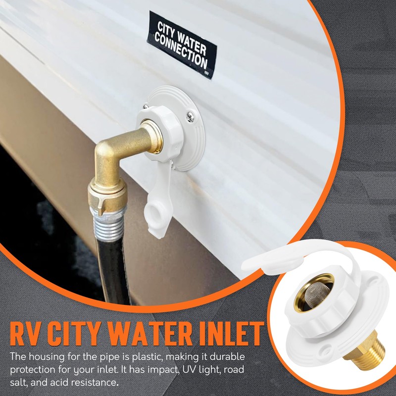 TONDA RV City Water Inlet with Check Valve, Brass Thread