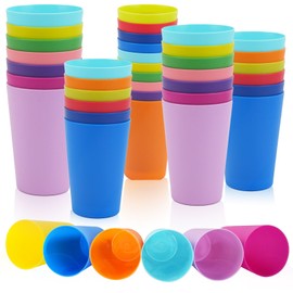 RUITENG Kids Plastic Cups, 260ml Reusable Plastic Cups for Kids, Multi Colored Plastic Drinking Cups Tumblers Set, Plastic Party Cups for Toddler Outdoor Picnic BBQ Camping Beach (12 Colors) (24 Pack)
