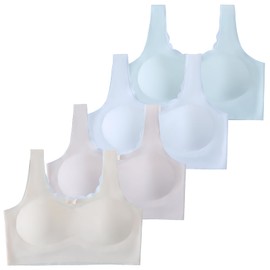 SEAUR Training Bras for Girls 8-10 Padded Seamless Bra Wireless Sports Bra Teenager Breathable Comfort Bra Crop Cami Bras Beginner Bra Multipack