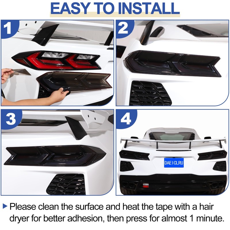 Daeiclru Car Tail Light Lamp Cover Compatible with Corvette C8