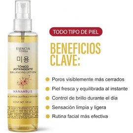 Tónico Facial de Hamamelis – Calma, Equilibra y Refresca – Minimiza Poros y Controla el Exceso de Grasa – Apto para Todo Tipo de Piel 125 ml (HAMAMELIS)