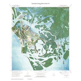 Marco Island 1973 USGS Custom Florida Old Topographial Map 7x7 Quad Reprint - West Coast - Everglades - Naples Area