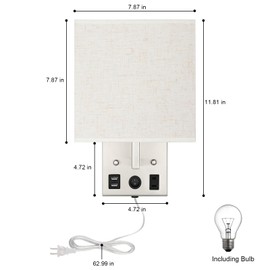 Black Wall Sconces Set of Two, Bedside Wall Lights for Bedroom, Plug in Wall Sconce with USB Ports and Outlets, Modern Wall Lamp for Mirror Kitchen Living Room Hallway, E26 Base (LED Bulbs Included)
