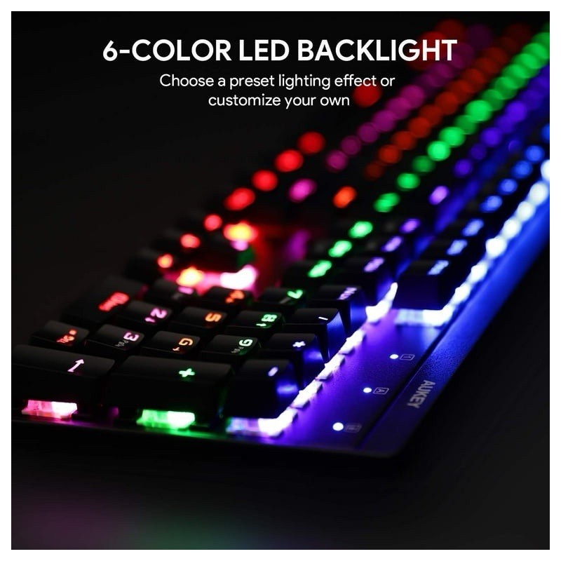 AUKEY KM-G6 Wired Keyboard Mechanical For Windows Gaming PC 104