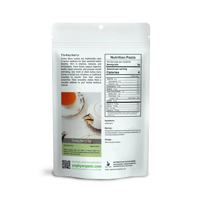100g Turkey Berry Leaves r - Healthy, Well-Cleaned, Dried Organic