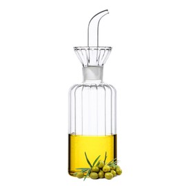 HAIZEEN 8oz/240ml Olive Oil Bottle Dispenser/Glass Cruet with DRIPLESS POUR SPOUT for Kitchen and BBQ