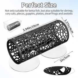 Betta Fish Tank Accessories, Betta Tunnel Toys- Hammock with Suction Cups, Fish Tank Decorations & Hideout for Aquarium Small Fishes & Shrimp, Small Hole Hollow Cave (Black)