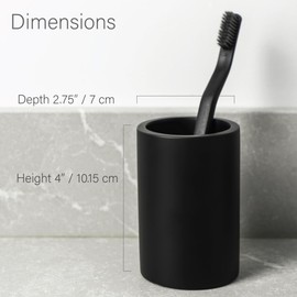 JO LAVIE Matte Black Resin Bathroom Tumbler Cup - Matte Black Toothbrush Holder, 4x2.75 Inch, 12oz Capacity, Minimalist Vanity Countertop Organizer (Black)