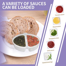 Fatiya 25 Pieces Double Condiment Containers with Lids, Portable Reusable 2 Compartment Snack Containers, Small Dual Snack Pack Containers for To-Go Sauce Dip Travel Salad Dressing (25 Pieces)