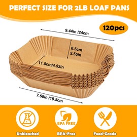 YQL 120PCS Loaf Pan Liners, Non-Stick Disposable Bread Parchment Paper Liners 9x5 for Baking Bread, Pre-formed Rectangle Paper for Bread and Cakes, Air Fryer Liner for Loaf Pan