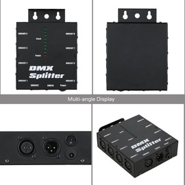 Lixada DMX512 Optical Splitter Acts as DMX512 Distribution Amplifier for Stage Lighting, 8 Channels Independent Outputs, Item Size: 12.8 x 4.3 x 17.2 cm