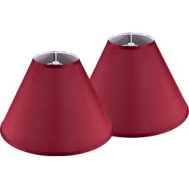 GO&SO 2Pcs Large Lamp Shades Burgundy Fabric Lampshade, 6.5" Top x 16.3" Bottom x 10.5" Height, Handcrafted Replacement Lamp Shade for Table,Floor Lamps,Spider Empire Lamp Cover, Assembly Required