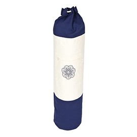 Yogabox Surya Bag 2 Coloured Yoga Bag for Virgin Wool Mats Length 100 cm Diameter 25 cm Dark Blue / Natural