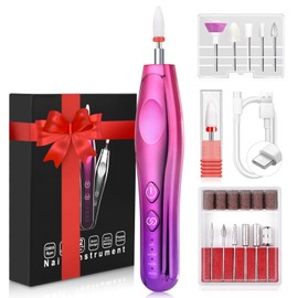 Saviland Elektrische Nagelfräser Kabellos mit LED Licht, 12 In 1 Professionell Elektrische Nagelfräser für Gelnägel, 20000U/Min Geschwindigkeitsstufen Einstellbar Tragbares Maniküre Pediküre Set