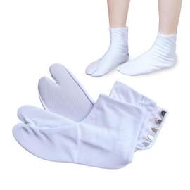 Amemari Tabi, Stretch, Toray Socks, 1 Pair with Haze, 5 Sheets, Easy to Wear, No Iron, Easy to Put on and Take off, White, Plain, Unisex, Unisex, Men's, Cushion Sole, Nylon Tricot Fabric, Kimono