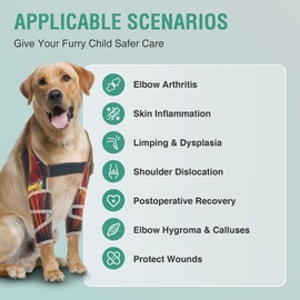 KISFLY Dog Elbow Brace Protector for Canine Elbow and Shoulder Support Elbow Calluses Pressure Sores and Shoulder Dislocation Elbow Braces for Dogs Prevent Licking Wound with Reflective Right Leg M