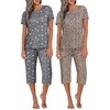 Ekouaer 2 Pack Women's Sleepwear Capri Pajama Sets Short Sleeve
