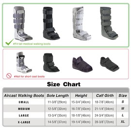Life-C Walking Boot Cover Medical Cast Fracture Orthopedic Brace Leg Foot Support with Sole High Tall Black M