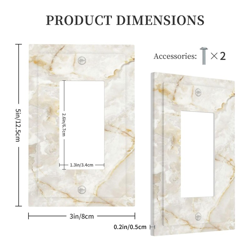 ybclf White Gold Marble Light Switch Cover 1 Gang Single