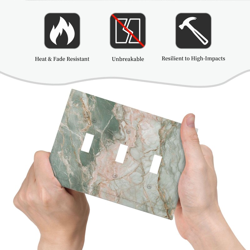 Lolreai Light Switch Cover Green Abstract Marble Modern Luxury 3