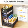 Under Sink Organizer, 2-Pack 3-Tier Thickened Metal Pull out Cabinet