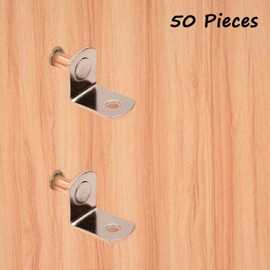 Bestgle 6mm Bracket Style Cabinet Shelf Pegs with Hole, Nickel Plated L-Shaped Support Bracket Pegs for Furniture Cabinet Closet Bookcase, Set of 50