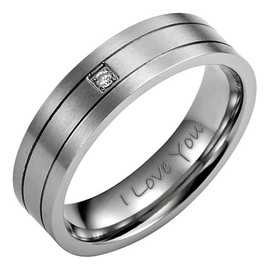 Willis Judd 7mm Titanium Ring for Men Engraved I Love You In Wooden Gift Box Wedding Band Ring Mens Engagement Ring Groove Promise Ring Comfort Fit Size Z+4