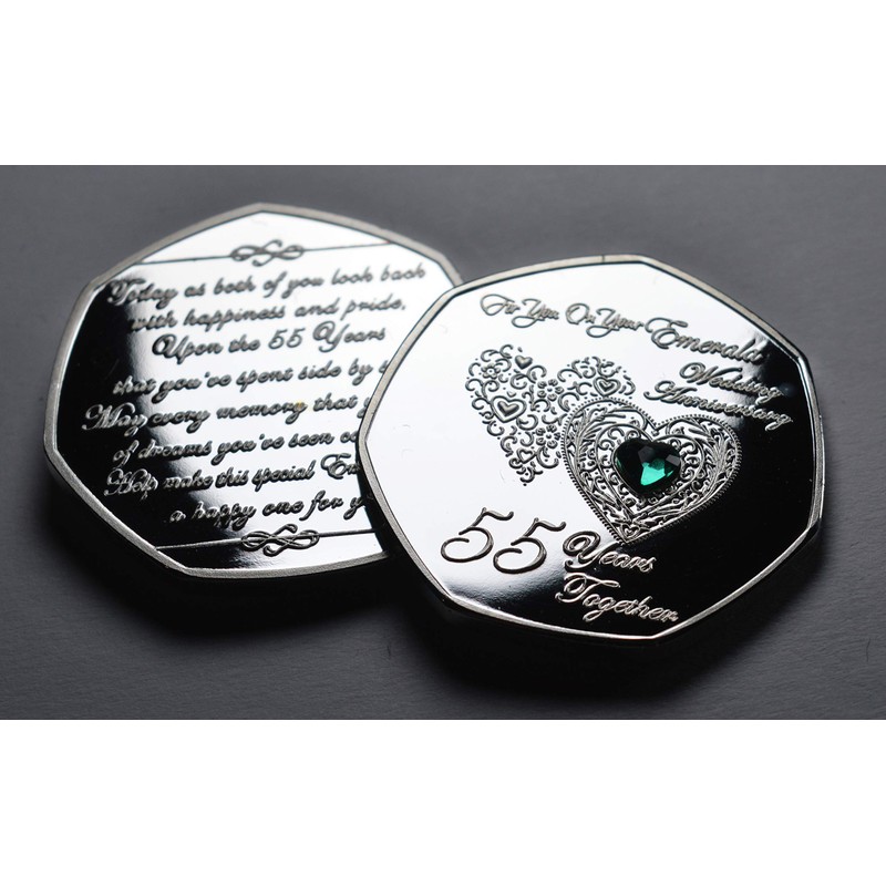 The Commemorative Coin Company 55TH Emerald Wedding Anniversary Silver Commemorative