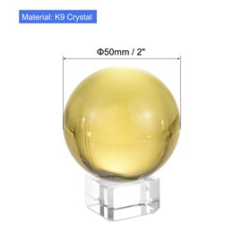 PATIKIL 50mm Crystal Ball 1 Set K9 Crystal Ball Decorative Ball with Gift Box and Crystal Stand for Photography Office Decoration Yellow
