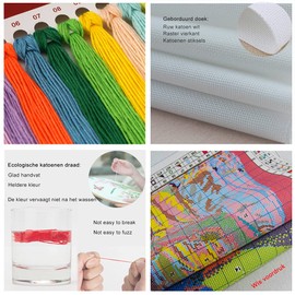 11CT Cross Stitch Set 36 x 42 cm Printed Fabric DIY Embroidery Simple Entry Kit Pre-Printed Embroidery for Girls Crafts DMC Item Embroidery - Rose and Cross