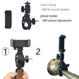 TAFALAA Adjustable Trumpet Phone Lyre Phone Holder for Marching Band Military Trumpet Cornet Trombone Clarinet Oboe（ 0.63-1.7inch adjutable）