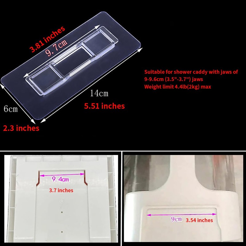 CARURLIFF 6 PCS Rectangular Shower Caddy Adhesive Replacement for Kitchen