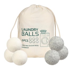 Wool Laundry Ball Pack of 6 Tumble Dryer Wool Ball Fabric Softener Alternative Reusable Wool Laundry Balls Nature’S Fabric Softeners for Fluffs Clothes