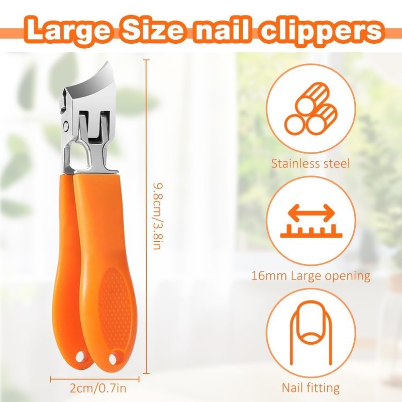Pack of 2 Curved Nail Clippers, Angled Nail Clippers, Nail