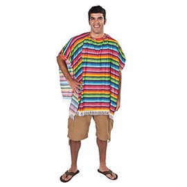 Fun Express Fiesta Poncho for Cinco de Mayo (Adult Size with Bright Colorful Stripes) Party and Costume Supplies