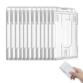 Pack of 12 Hard Plastic Card Holder, ID Card Holder, 6 x 10.1 cm, Hard Plastic Transparent Card Protector, for Business Exhibition Cards, Credit Cards (Vertical)