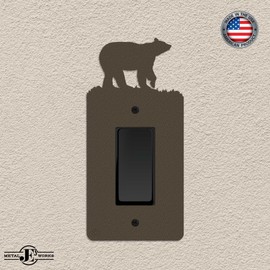 Bear Single Gang Light Switch, GFCI Power Outlet, Wall Plate (Single Rocker (GFCI), Brown) - MADE IN USA