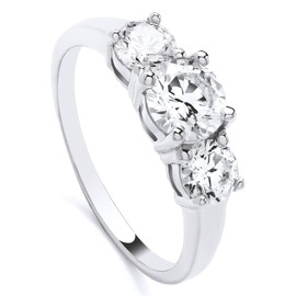 925 Sterling Silver 2.00ct Cz Three Stone Engagement Ring size K L M N O P Q R S (K)