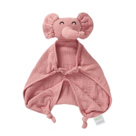 okdiy 100% Organic Elephant Loveys for Babies,Muslin Baby Security Blankets for Babies,Soft Elephant Baby Stuffed Animals for Newborn,Baby Gift for Boys and Girls (Pink)
