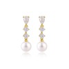 Pearl Earrings for Women, 14k Gold Plated Trendy Diamond Pearl