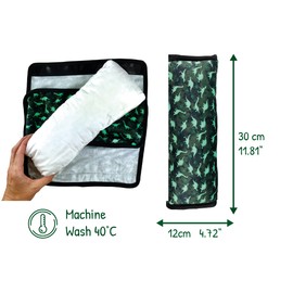 HECKBO Car Sleeping Pillow for Children Girls Boys - Dinosaur Dino - Machine Washable - Cuddly Soft - Car Seat Belt Protector, Belt Protector Booster Seat, Car Pillow, Travel Pillow, Holiday