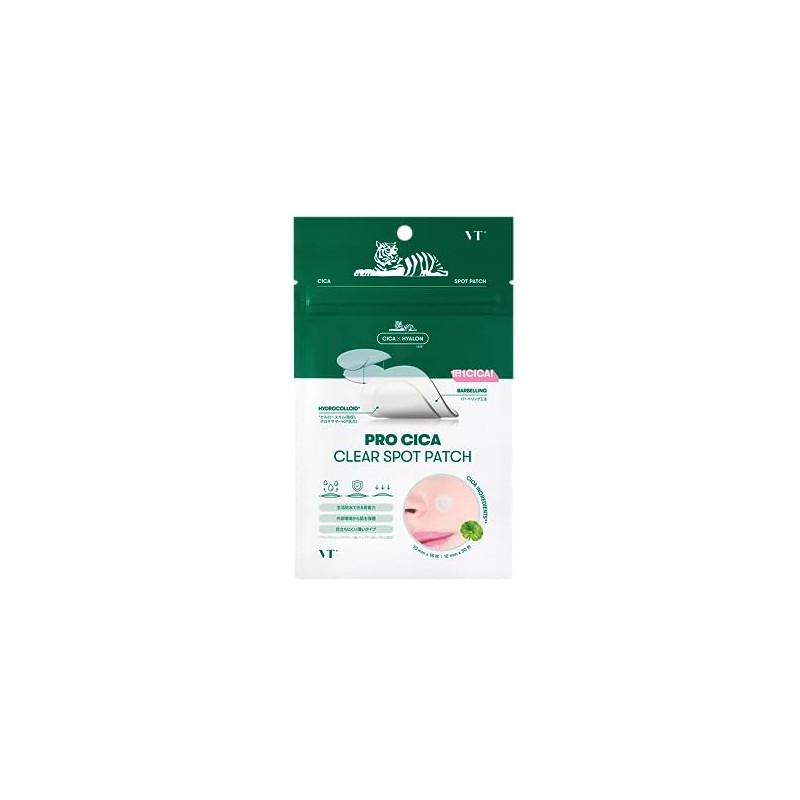 VTCOSMETICS(ブイティコスメテックス) VT スポットパッチ 3種 敏感肌 肌荒れスキンケア 毛穴ケア シート状美容液 (プロCICA クリア