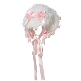 COSDREAMER Girls Women Victorian Caps Lace Flowers Tea Party Hats Pink