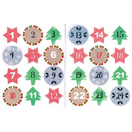 Advent Stickers 1-24 Festive DIY Numbers Christmas Advent Calendar Xmas Crafts DIYT512