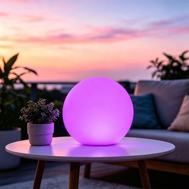 10-in LED Ball Light, Dimmable RGB Color Changing LED Globe Orb Mood Light