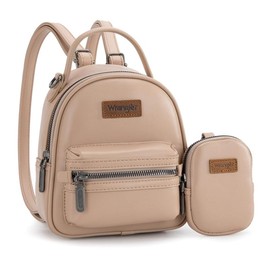 Wrangler Mini Cute Backpack Purse for Women with Detachable Coin Pouch Soft Faux Leather Material - Color: Khaki,Green