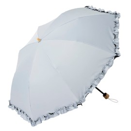 LIEBEN-0715 Folding Parasol Cool Plus UV Thermal Shielding Folding Umbrella, Ruffle, Women's, 19.7 inches (50 cm) x 8 Ribs, 100% Light Blocking, Uses Fabric Over 99.9% UV Protection, Heat Shielding